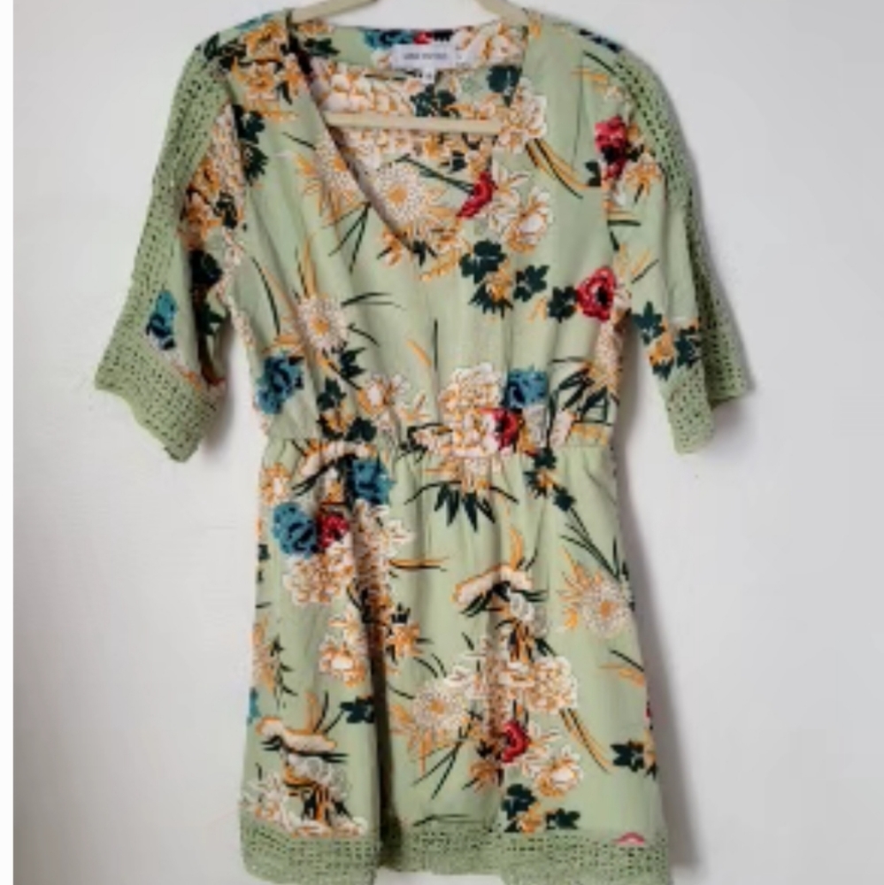 Luna Tuccini floral mini green dress 8 - Picture 10 of 11